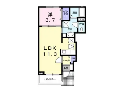 グラシアス(1LDK/1階)の間取り写真