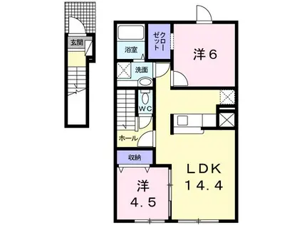 ラ・ルナ(2LDK/2階)の間取り写真