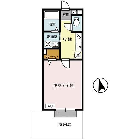 ディーフレア南本町(1K/1階)の間取り写真