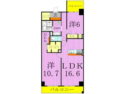 ロイヤルパークスシーサー(2LDK/12階)の間取り写真