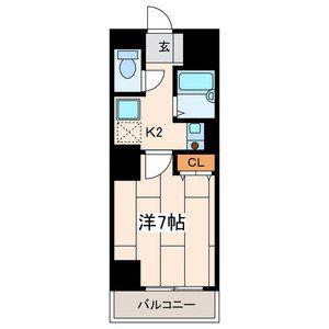 エスポアールカヤギヤ9(1K/9階)の間取り写真