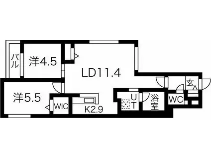 ブランシャールALAIN琴似(2LDK/4階)の間取り写真