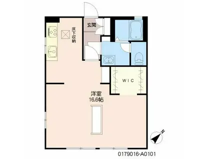 サザンビューI (ワンルーム/1階)の間取り写真