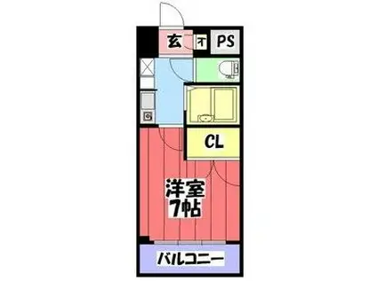 セントラルハイツ筒井(1K/4階)の間取り写真
