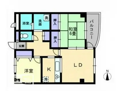 レイクウエストII(2LDK/3階)の間取り写真