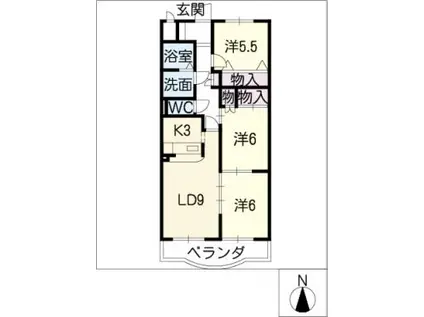 リビエール東陵(3LDK/2階)の間取り写真