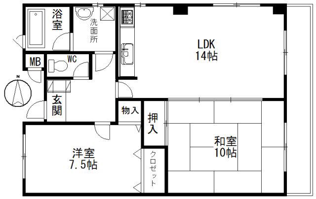 コモドカーサ新神戸(2LDK/5階)の間取り写真
