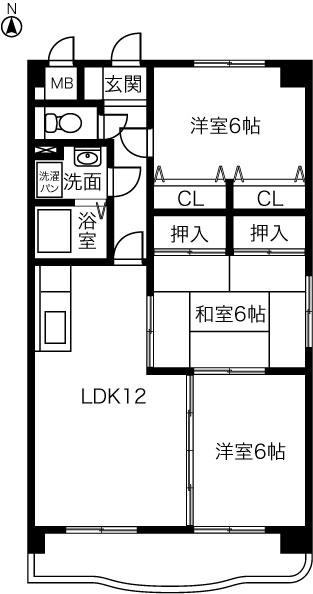 M・Iサンコート(3LDK/3階)の間取り写真