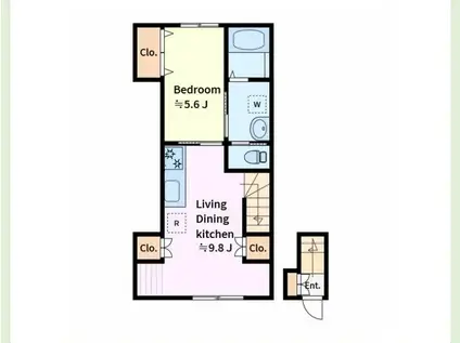 LAGUNA SECA (1LDK/2階)の間取り写真