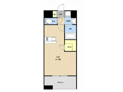 LIBTH新町イースト(ワンルーム/4階)の間取り写真