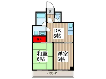 ベルメゾン六月(2DK/3階)の間取り写真