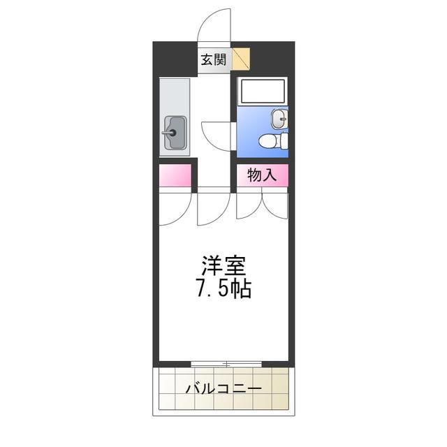 プレアール中之町(1K/2階)の間取り写真