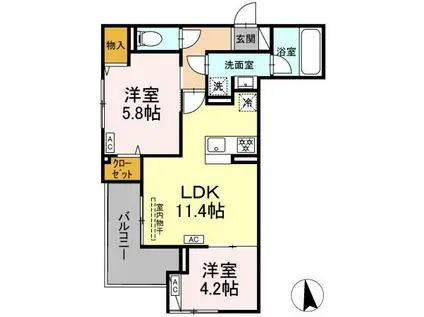 セレスティア谷中(2LDK/3階)の間取り写真