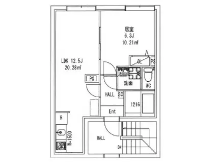オーブリオン白金(1LDK/4階)の間取り写真