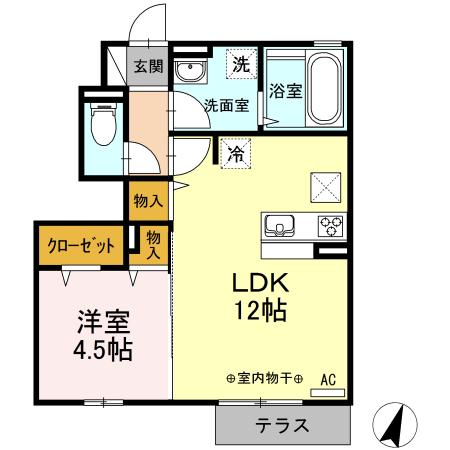 HERITAGE(1LDK/1階)の間取り写真