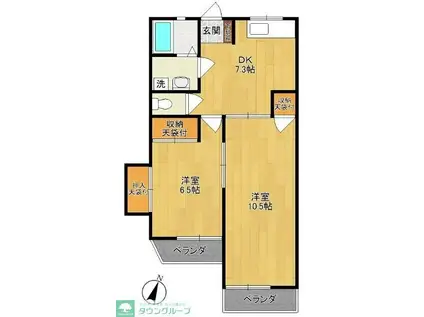 グリンパーク(2DK/2階)の間取り写真