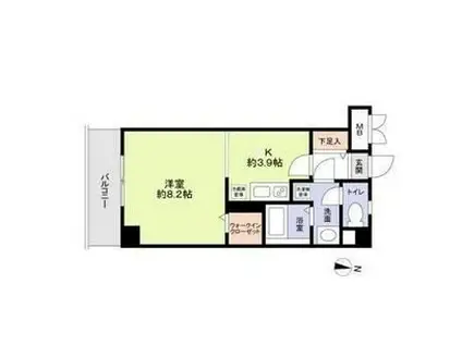 グランツ野川公園(1K/3階)の間取り写真