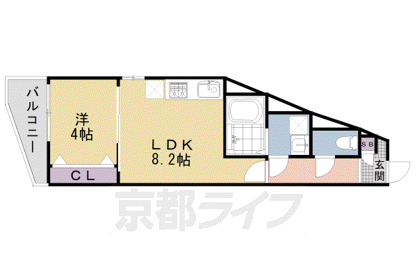 ALEGRIA京都九条(1LDK/1階)の間取り写真