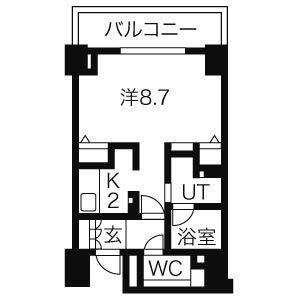 CASSIA車道(1K/15階)の間取り写真