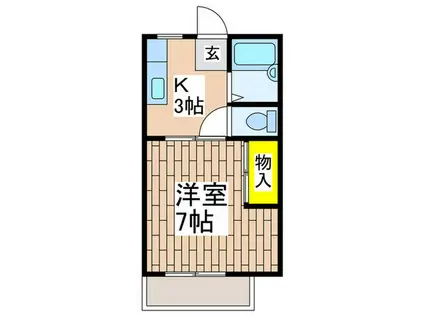 ビューラー大久保 A(1K/2階)の間取り写真