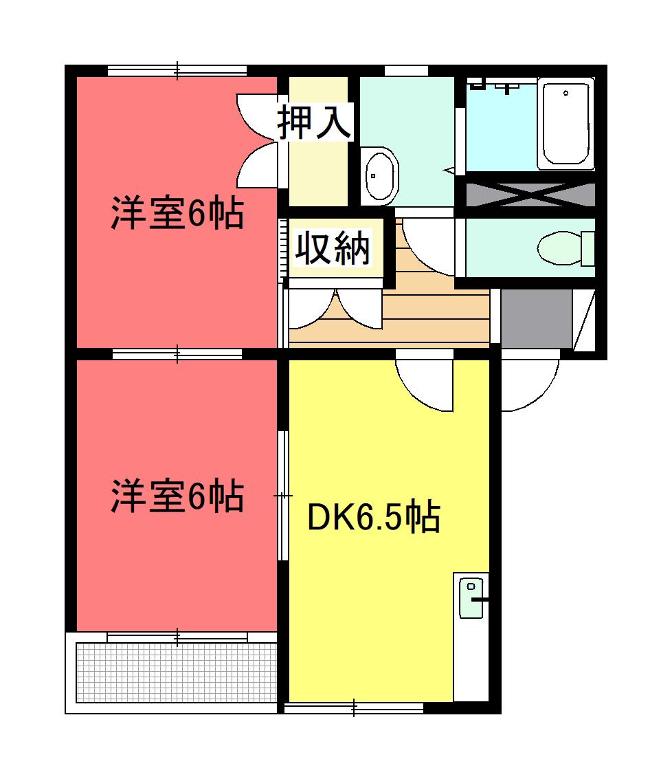 三幸ハイツ御薗B(2DK/1階)の間取り写真
