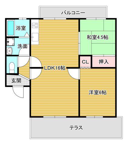 パークアベニュー弐番館(2LDK/1階)の間取り写真