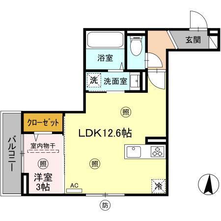 PREMILIFE寿町(1LDK/2階)の間取り写真