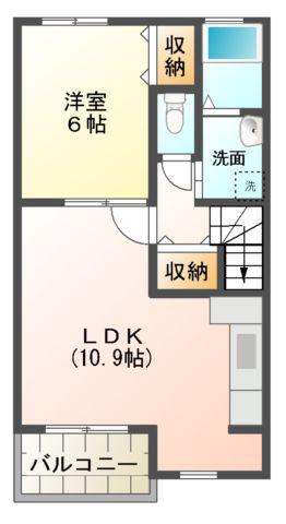 サンメゾン(1LDK/2階)の間取り写真