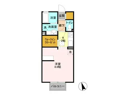 グランウィット(1K/1階)の間取り写真