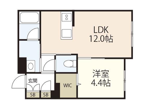 CREST PALACE(1LDK/1階)の間取り写真