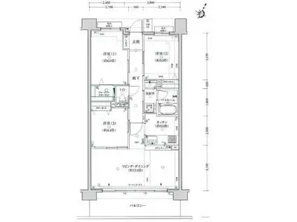 クリオかしわ台(3LDK/6階)の間取り写真