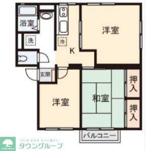 バレーヌ(2LDK/2階)の間取り写真