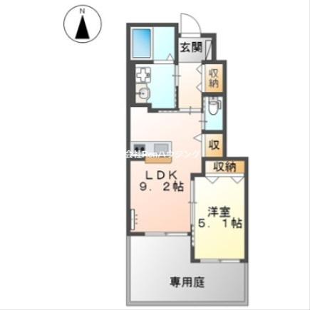 カレラB(1LDK/1階)の間取り写真