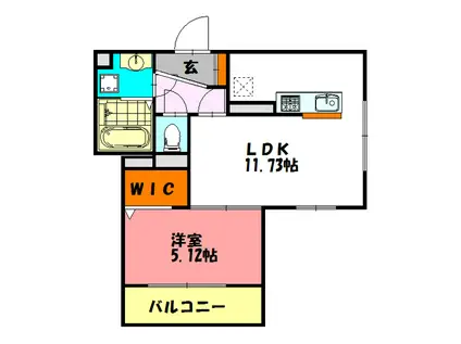 セゾン DE ソレイユ(1LDK/2階)の間取り写真