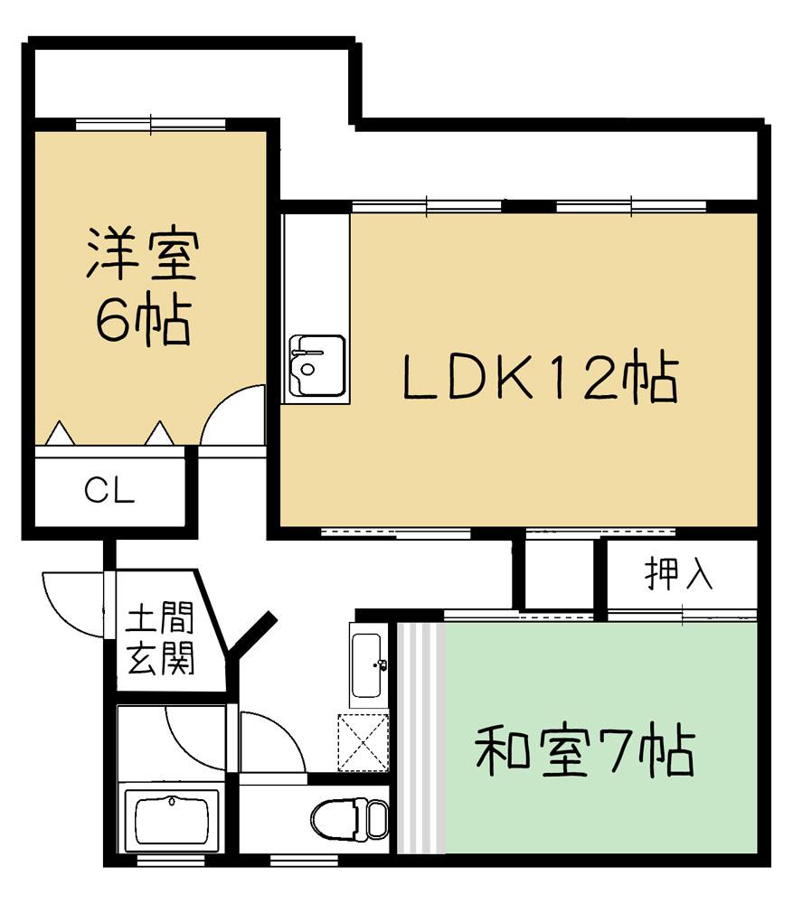 エイトハイツ坂本(2LDK/5階)の間取り写真
