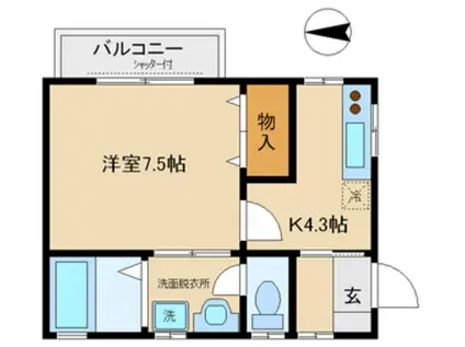 第七ハイツヤマヤ(1K/2階)の間取り写真