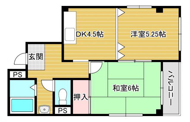 プロスパー大正(2DK/2階)の間取り写真