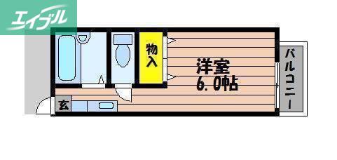 爪崎サンプラザ(ワンルーム/1階)の間取り写真