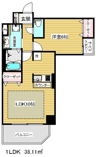 プレサンス三宮フラワーロード(1LDK/10階)の間取り写真