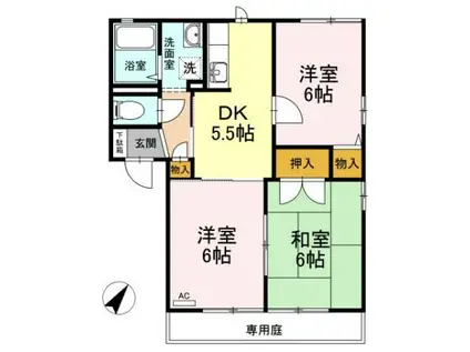 アーバンアヴェニュー C棟(3DK/1階)の間取り写真