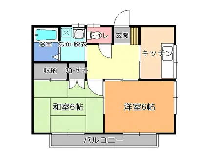 コーポやよい(2K/2階)の間取り写真