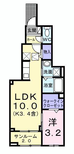 ルシアン(1LDK/1階)の間取り写真
