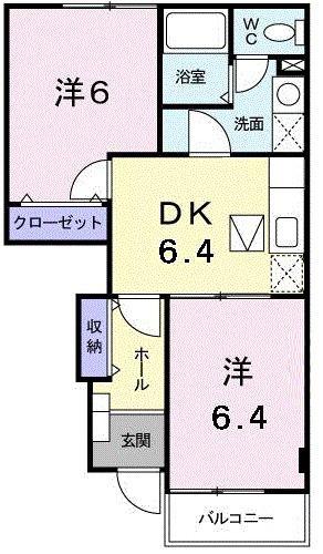 ボヌールMV(2DK/1階)の間取り写真