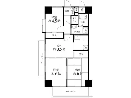 草津南ビル(1DK/5階)の間取り写真