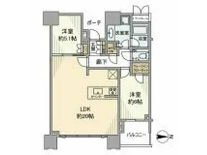 ドゥ・トゥールイースト(2LDK/13階)の間取り写真