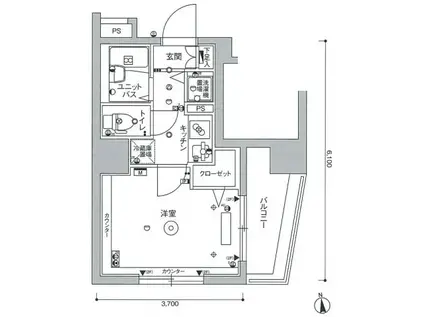 スカイコート大森壱番館(1K/7階)の間取り写真