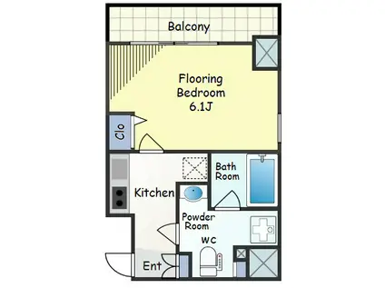 クレイシア品川戸越(1K/11階)の間取り写真
