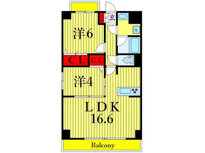クロシェット(1LDK/4階)の間取り写真
