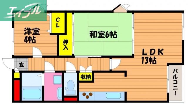 ヴィラ・ノーバ(2LDK/3階)の間取り写真