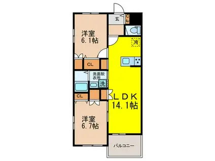 アルティプラーノII(2LDK/2階)の間取り写真